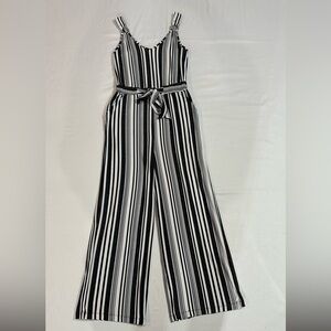 Derek Heart Black and White Striped Jumpsuit